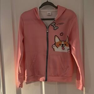 Pink Hoodie with Corgi Design
